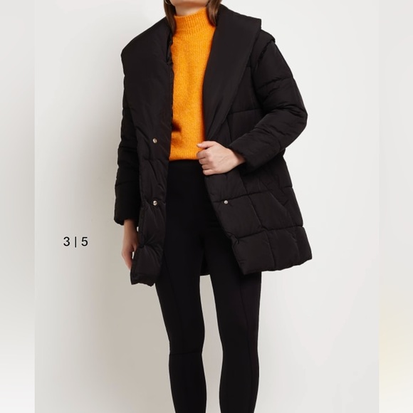 Black belted padded coat - Picture 6 of 7